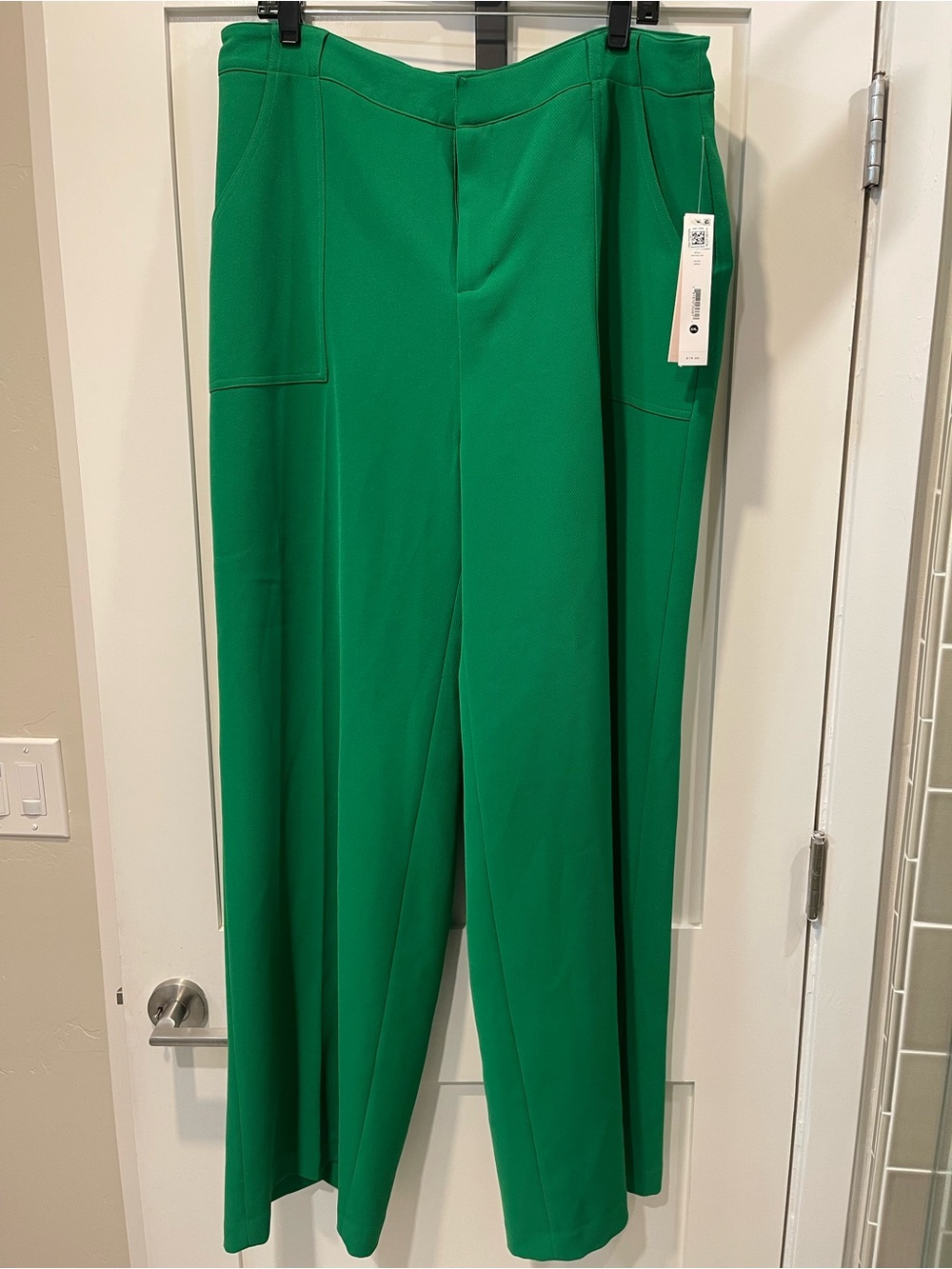 BLoomingdales Aqua Bright Green Wide Leg Pants with Front Seams sz XXL NEW